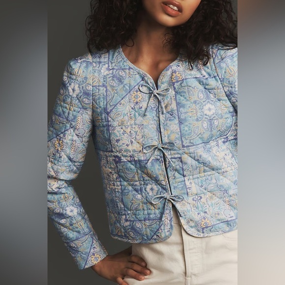 Anthropologie Jackets & Blazers - Dolan Left Coast Anthropologie Bow-Front Len Quilted Lady Jacket Blue Small‎